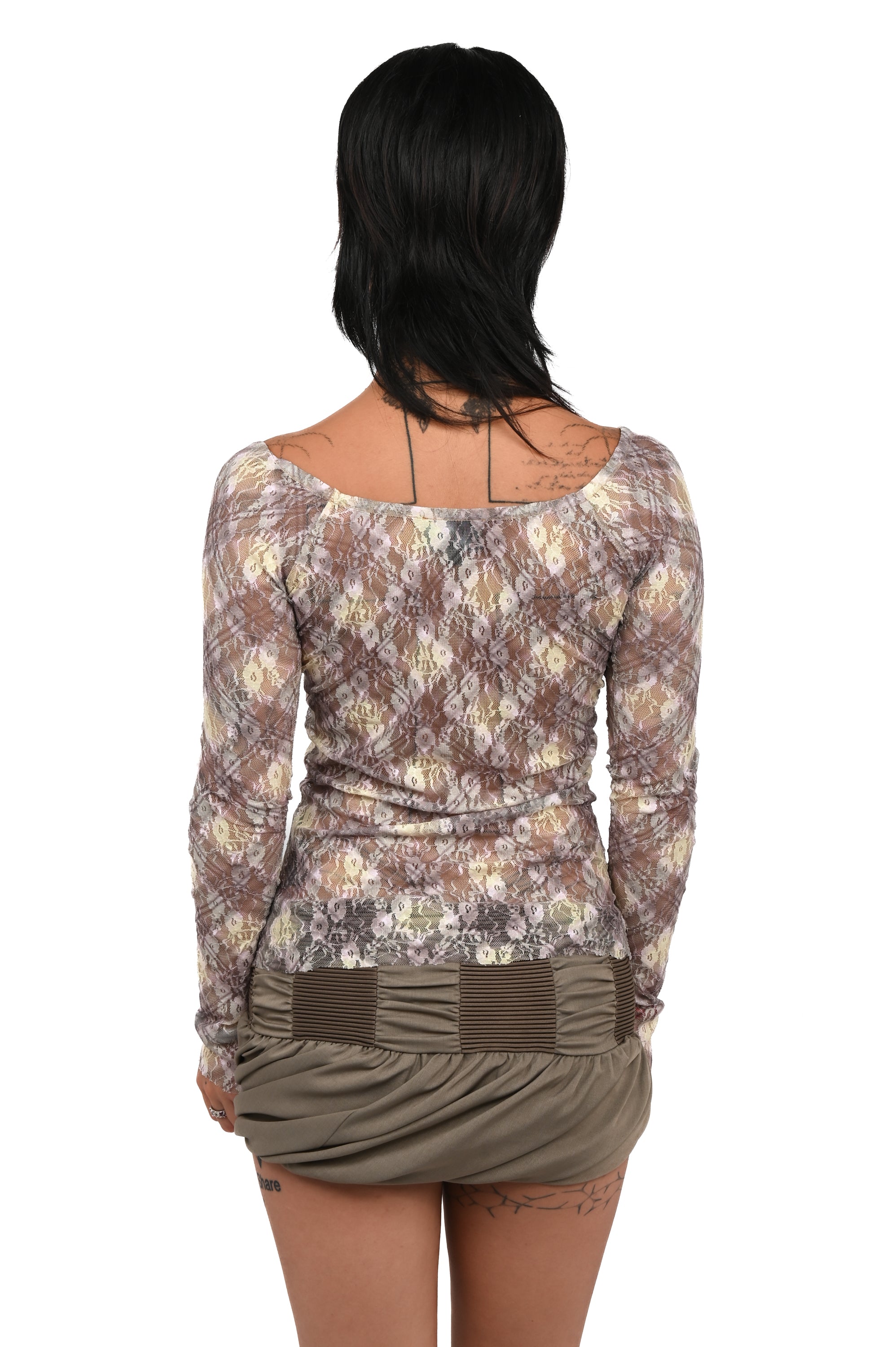 Taottao - Lace Off Shoulder Top - Porcelain