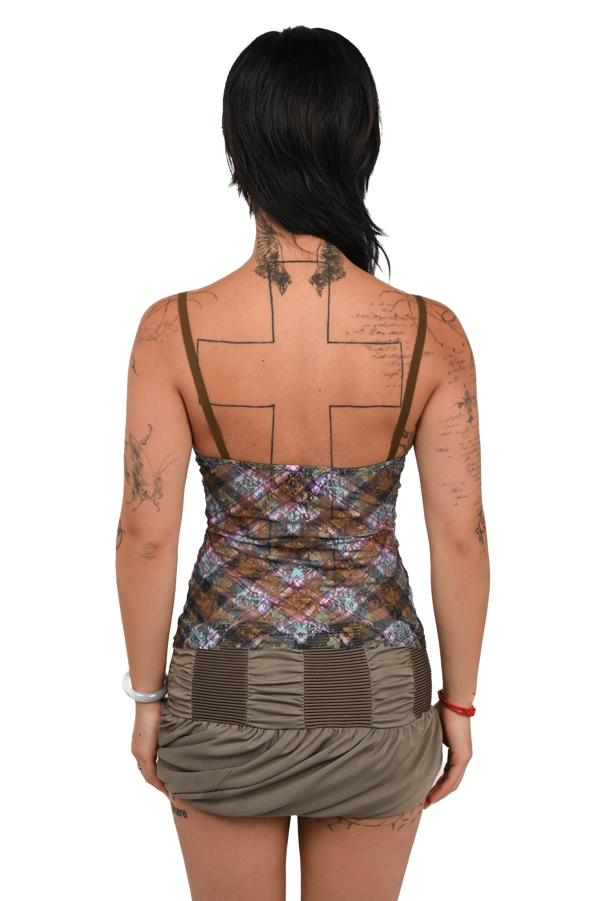 Taottao - Lace Plaid Cami - Kaleido