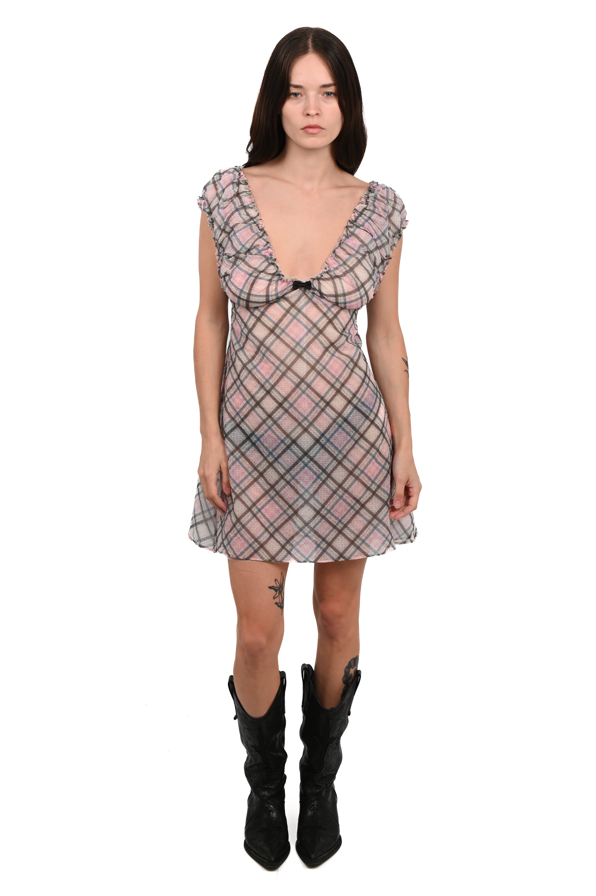 Taottao - Babydoll Plaid Dress - Dollhouse