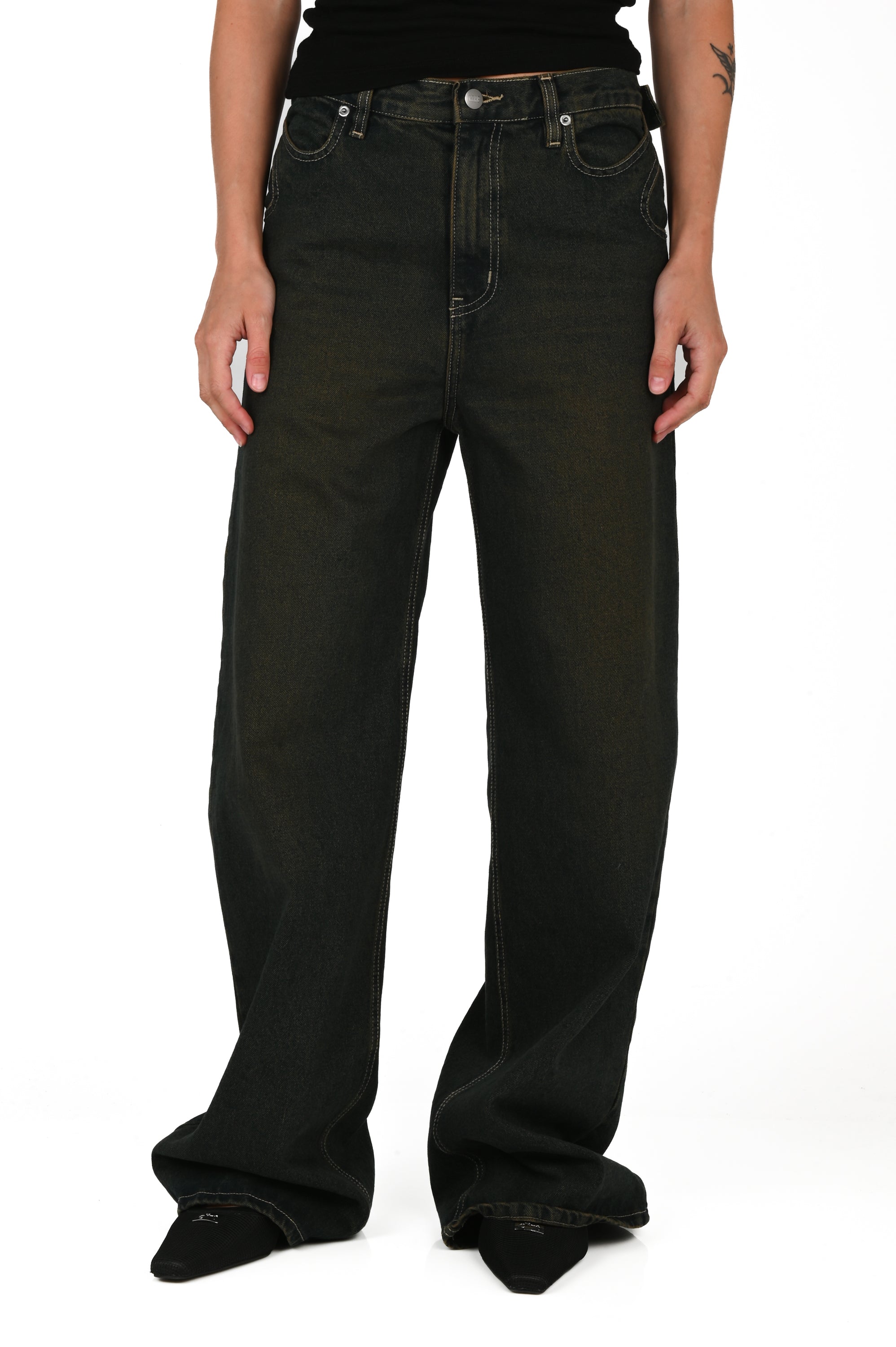 KAHE - Back Buckle Wide Leg Jean - Indigo Fade