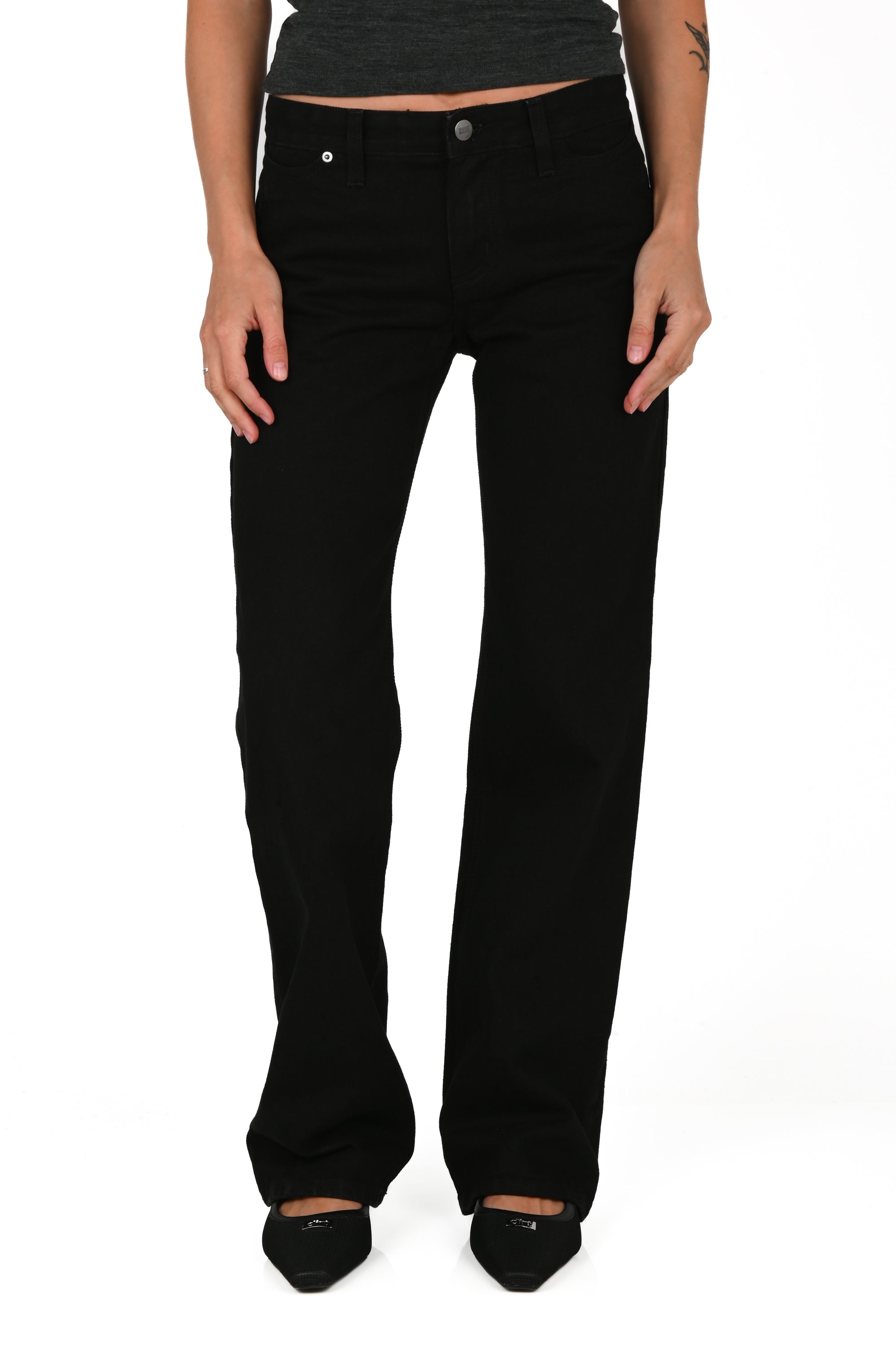 KAHE - Back Buckle Boot Cut Jean - Black