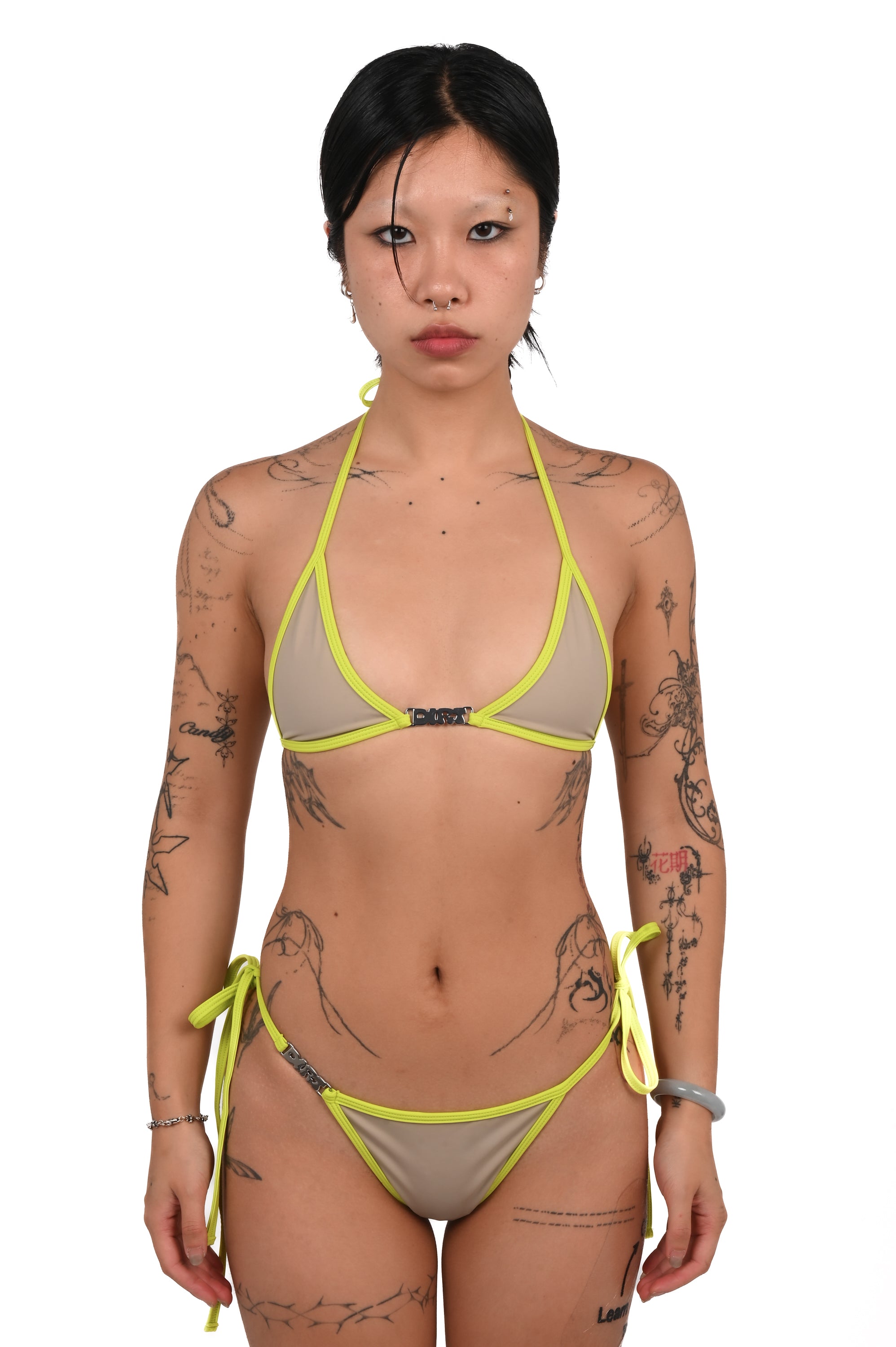 Dirt - Bikini Top - Beige/Lime