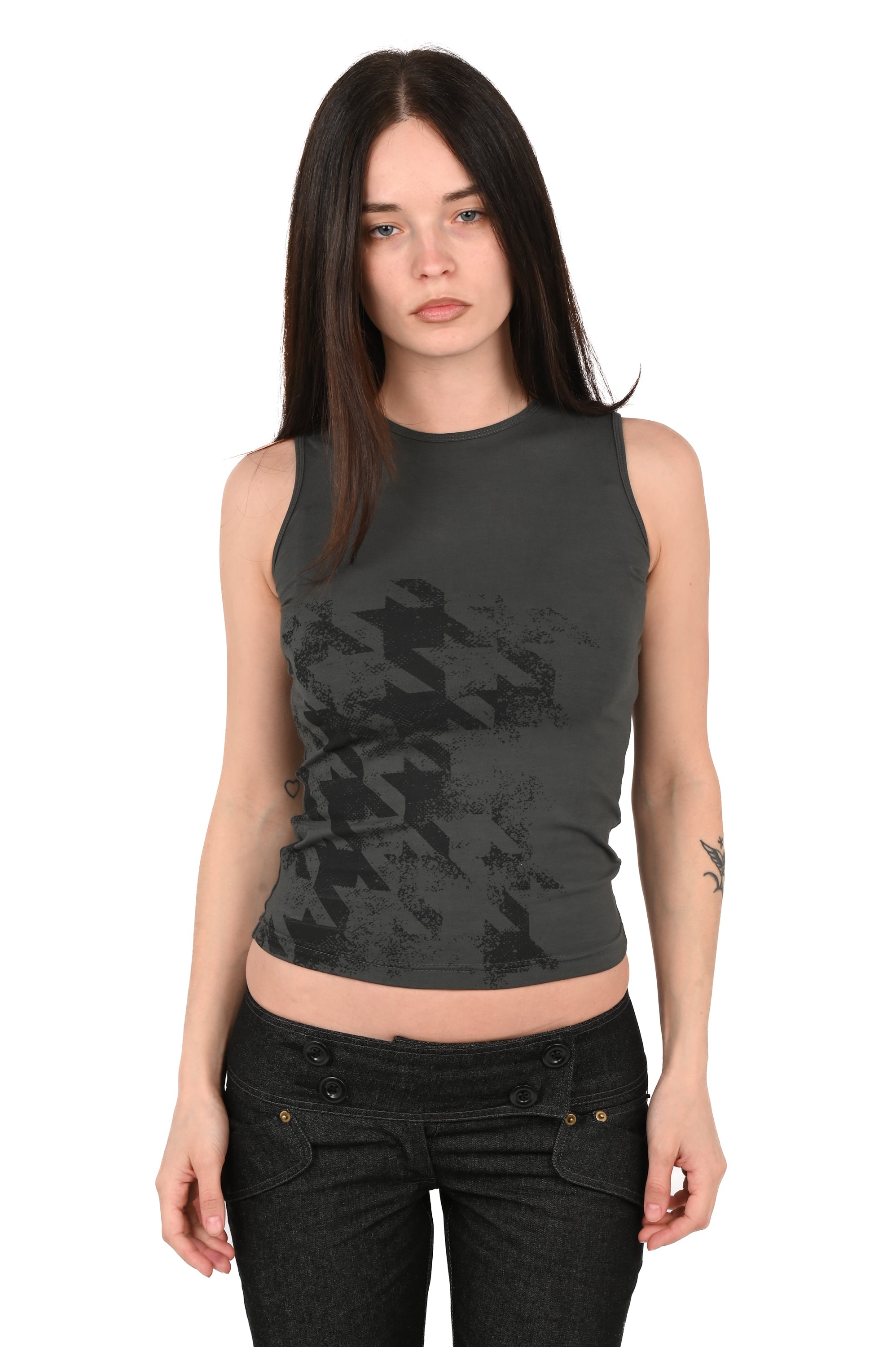 YUR4H - Houndstooth Tank - Charcoal