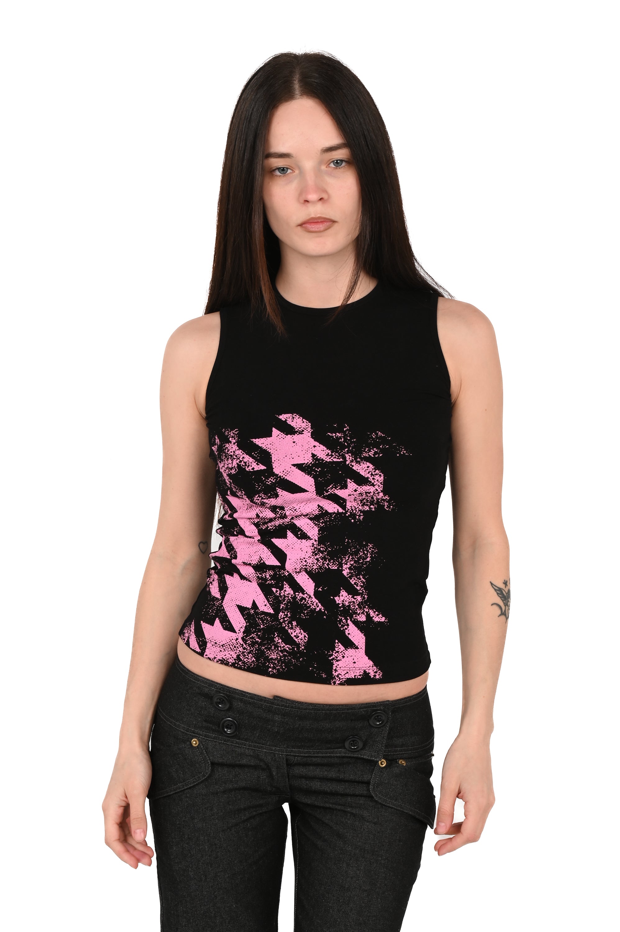 YUR4H - Houndstooth Tank - Black