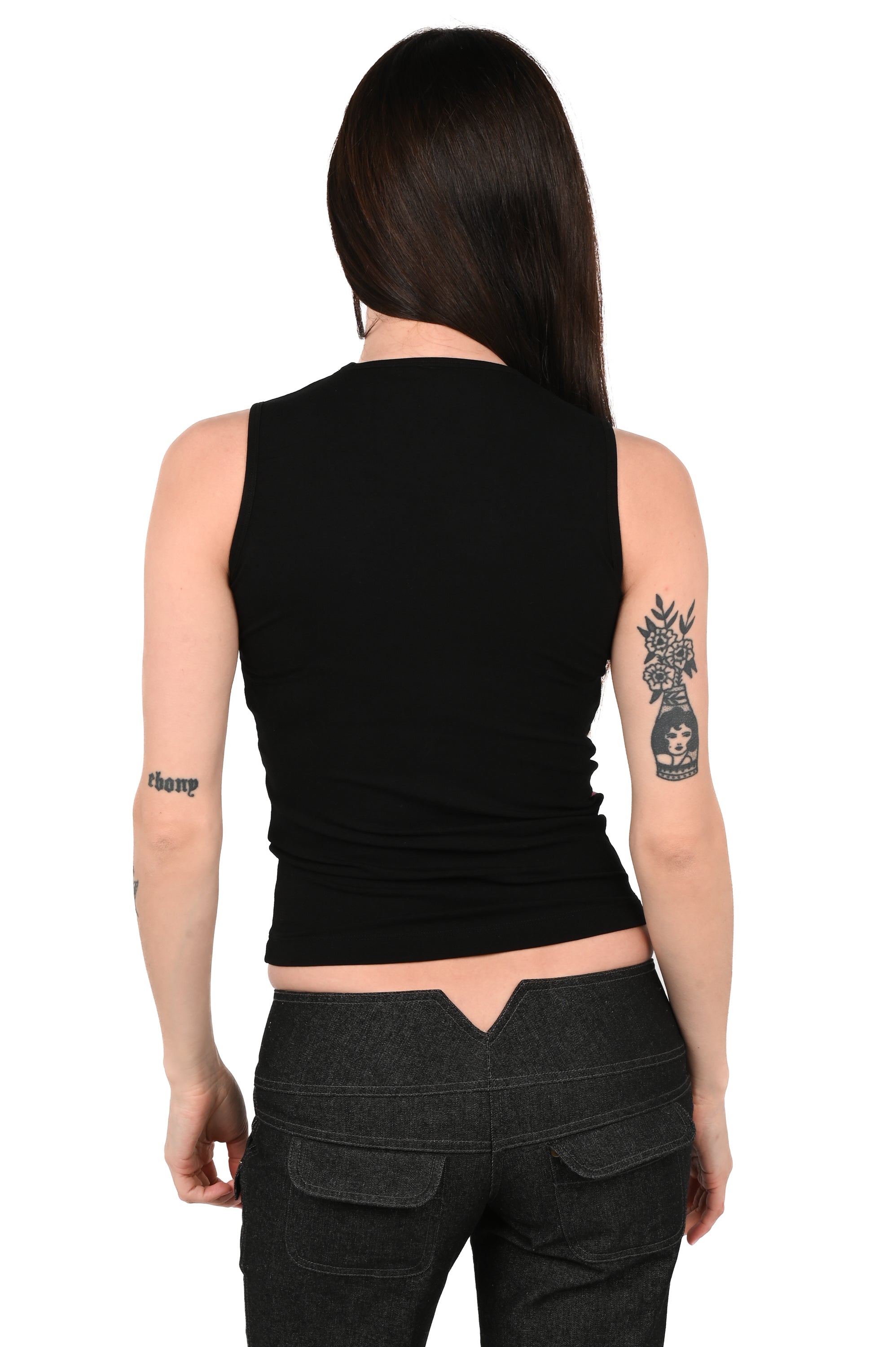 YUR4H - Houndstooth Tank - Black