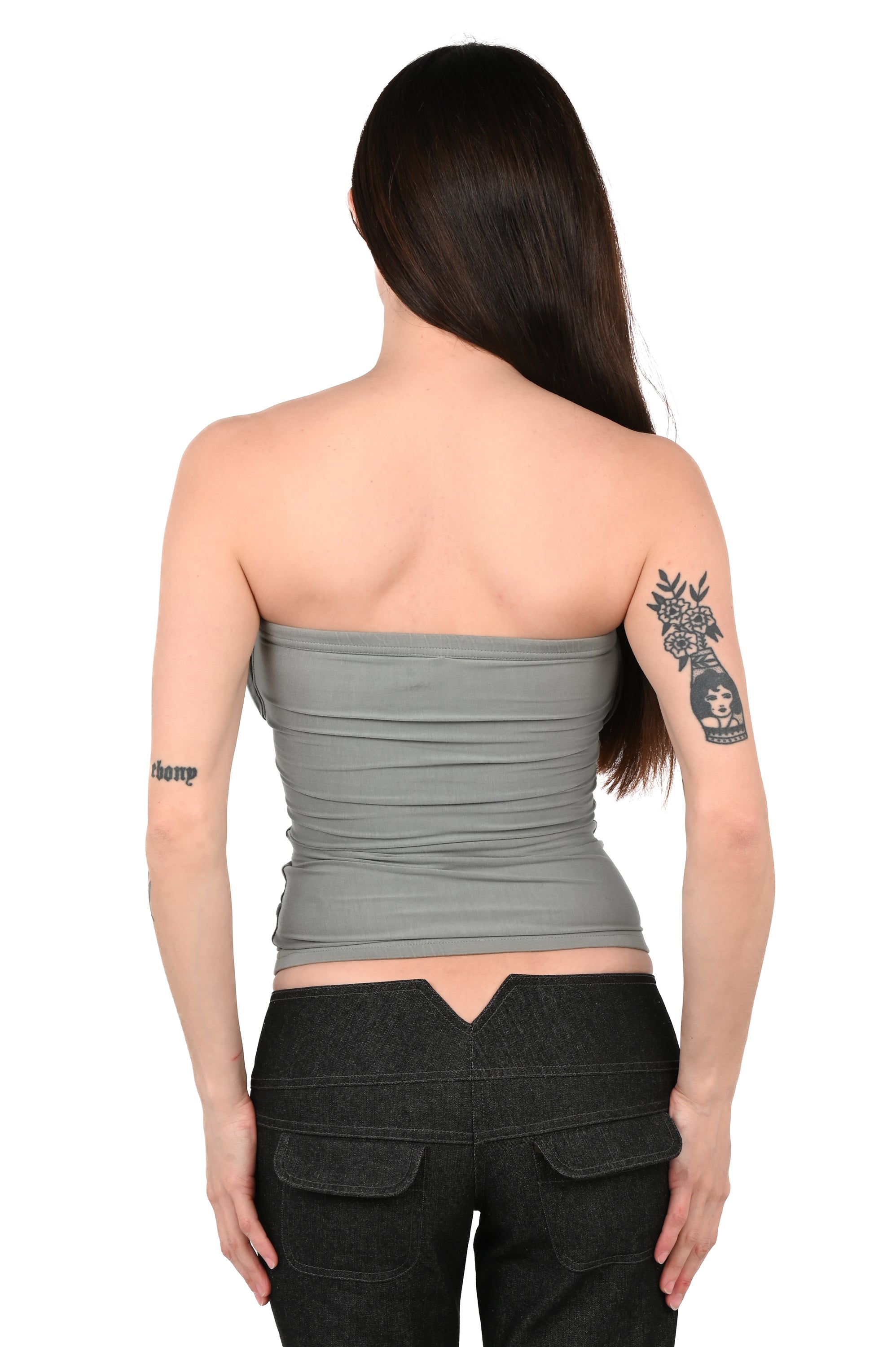 YUR4H - Moto Tube Top - Stone Grey